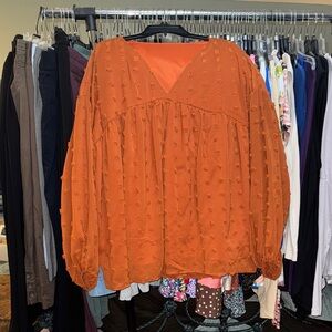Women's Orange Textured Top